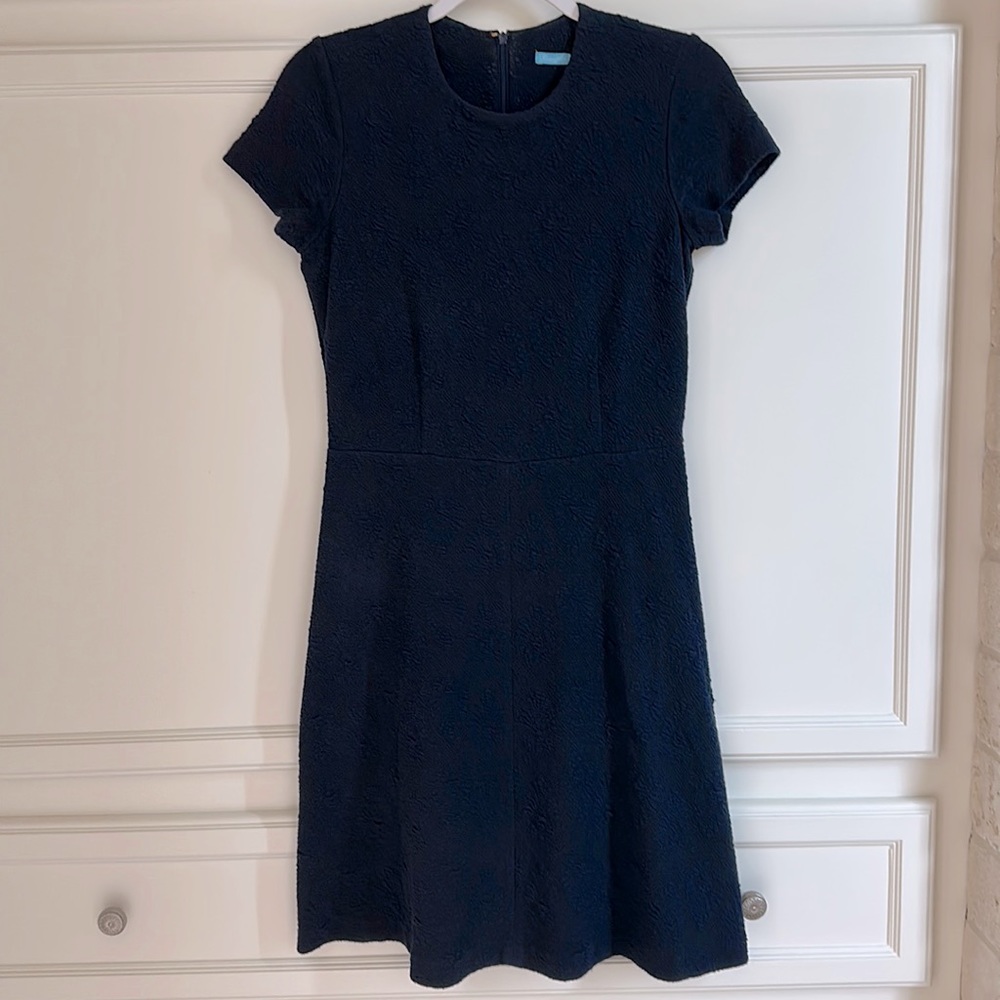 J. McLaughlin navy jacquard dresss size small GUC